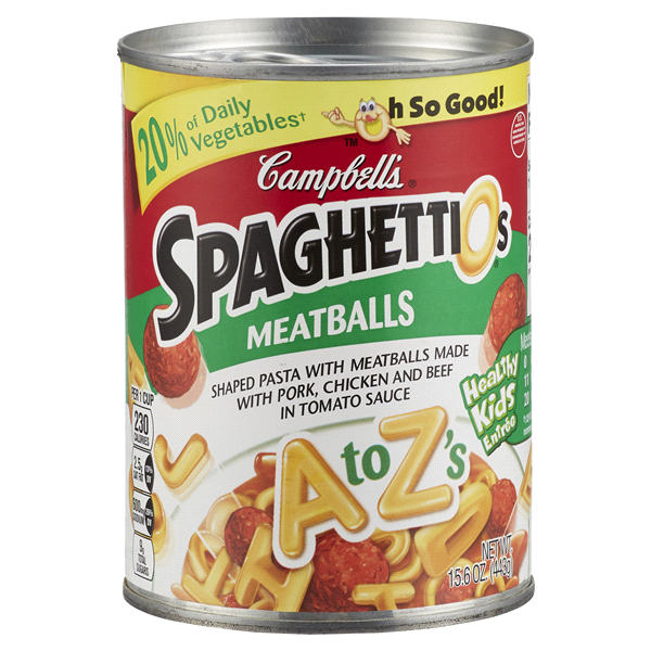 slide 1 of 1, Campbell's Spaghetti O's A To Z With Meatballs Pasta, 14 oz