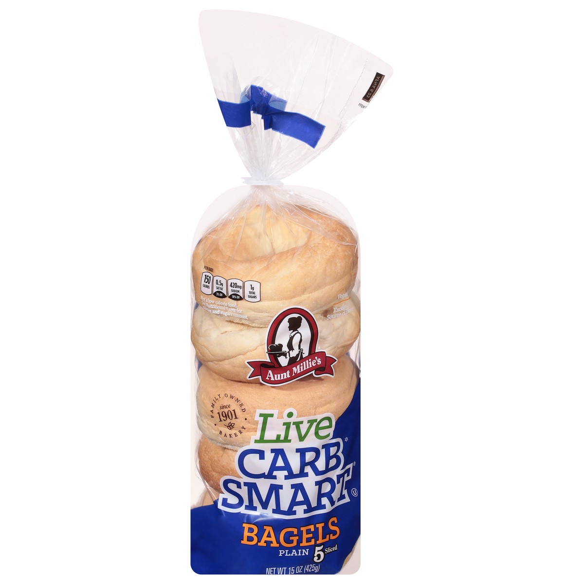 slide 8 of 9, Aunt Millie's Live Carb Smart Plain Bagels 5 ct, 5 ct
