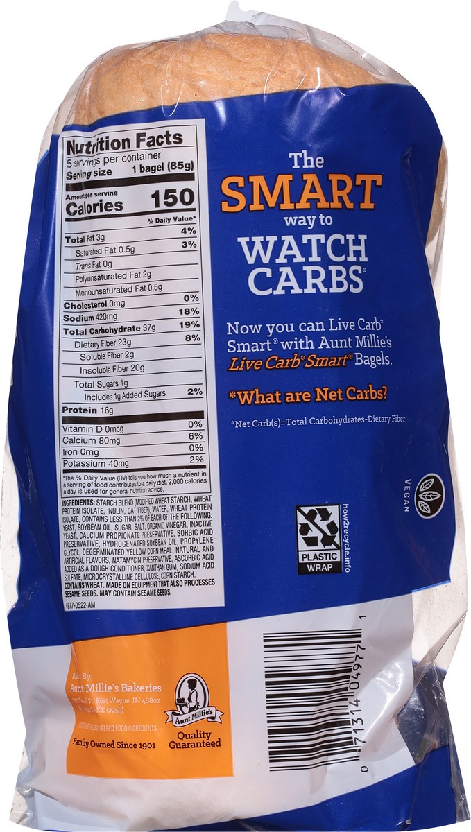slide 3 of 9, Aunt Millie's Live Carb Smart Plain Bagels 5 ct, 5 ct
