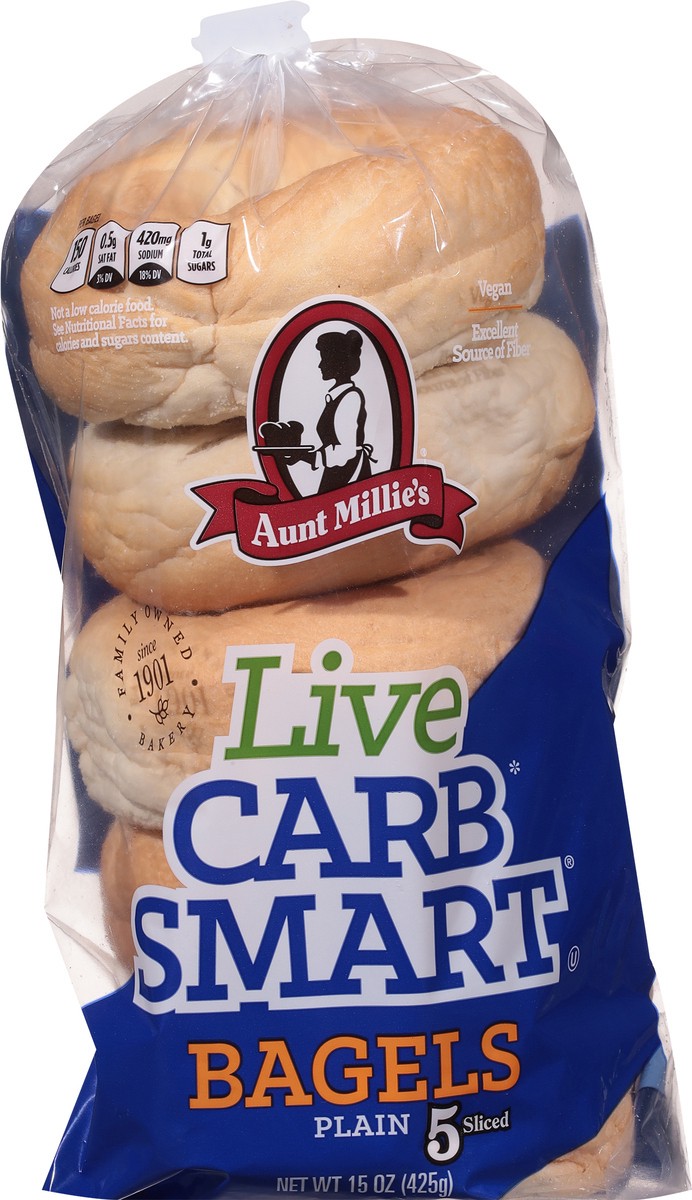 slide 9 of 9, Aunt Millie's Live Carb Smart Plain Bagels 5 ct, 5 ct