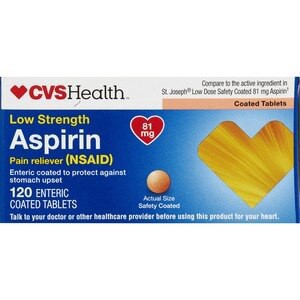 slide 1 of 1, CVS Health Low Strength Aspirin 81 Mg Enteric Coated Tablets, 120 Ct, 1 ct