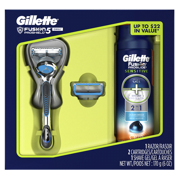 slide 1 of 1, Gillette Fusion5 ProShield Chill Razor Gift Pack, 1 ct