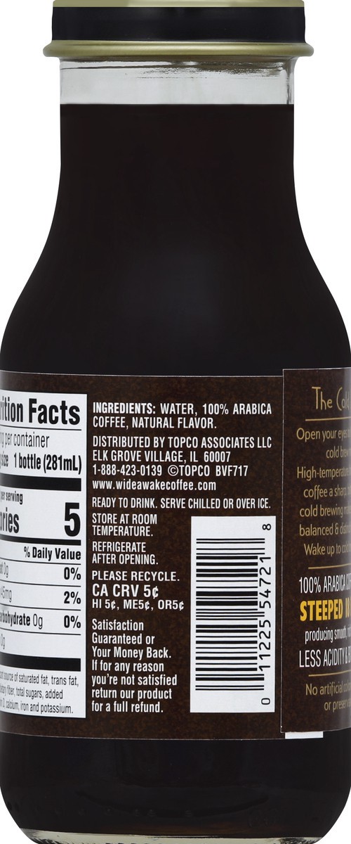 slide 6 of 6, Wide Awake Coffee Co. Vanilla Cold Brew Unsweetened 100% Arabica Coffee Drink, 9.5 fl oz