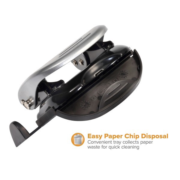 slide 2 of 10, BOSTITCH Ez Squeeze Two-Hole Punch, 20 Sheet Capacity, Black/Gray, 1 ct