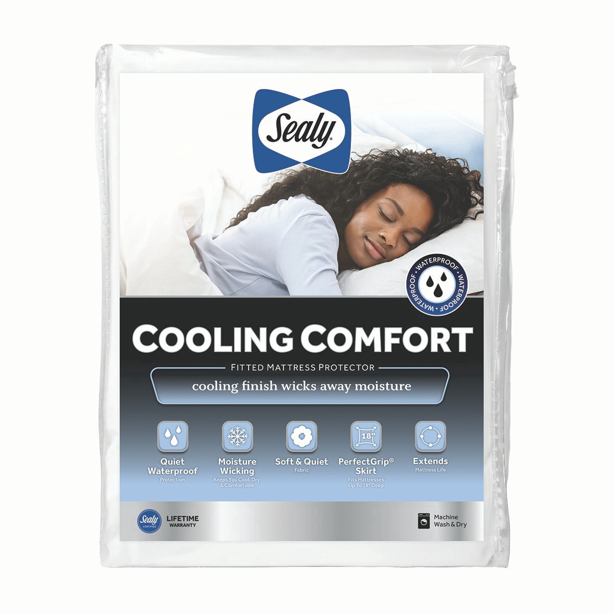 slide 1 of 17, Sealy Cooling Comfort Fitted Mattress Protector, Twin, 1 ct