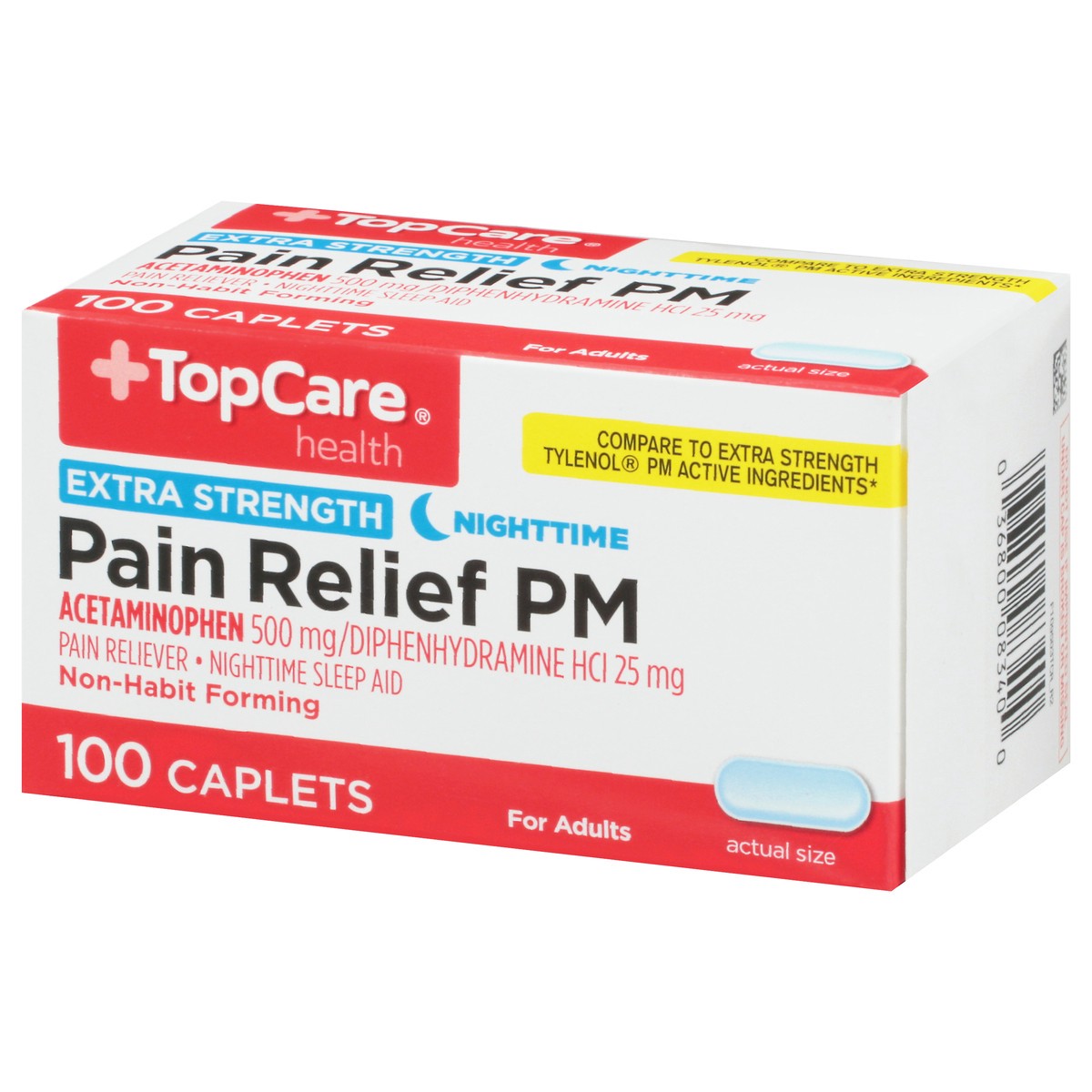 slide 4 of 9, TopCare Health Nighttime Extra Strength Pain Relief PM 100 Caplets, 100 ct