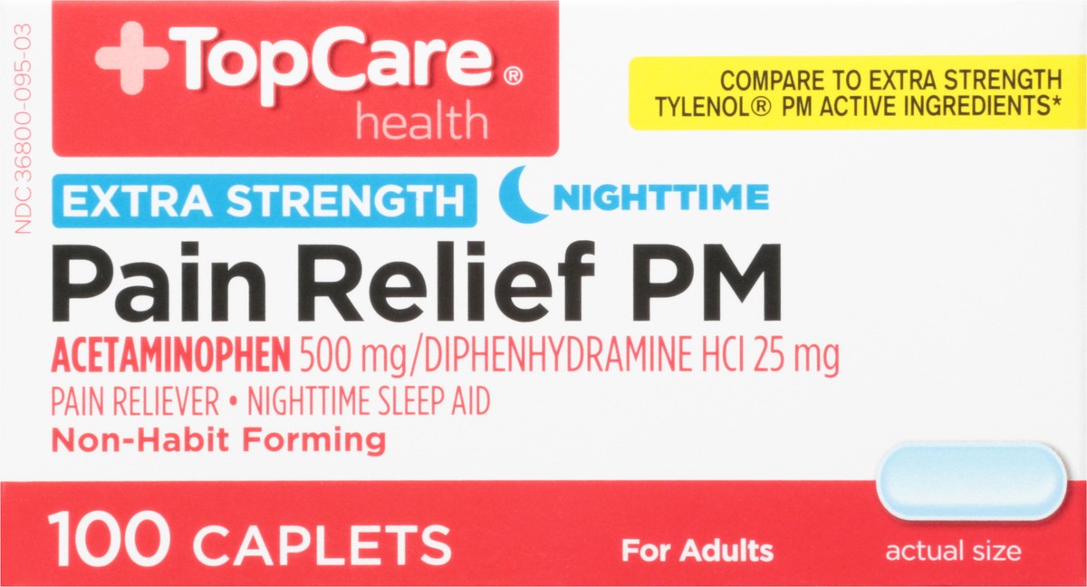 slide 5 of 9, TopCare Health Nighttime Extra Strength Pain Relief PM 100 Caplets, 100 ct