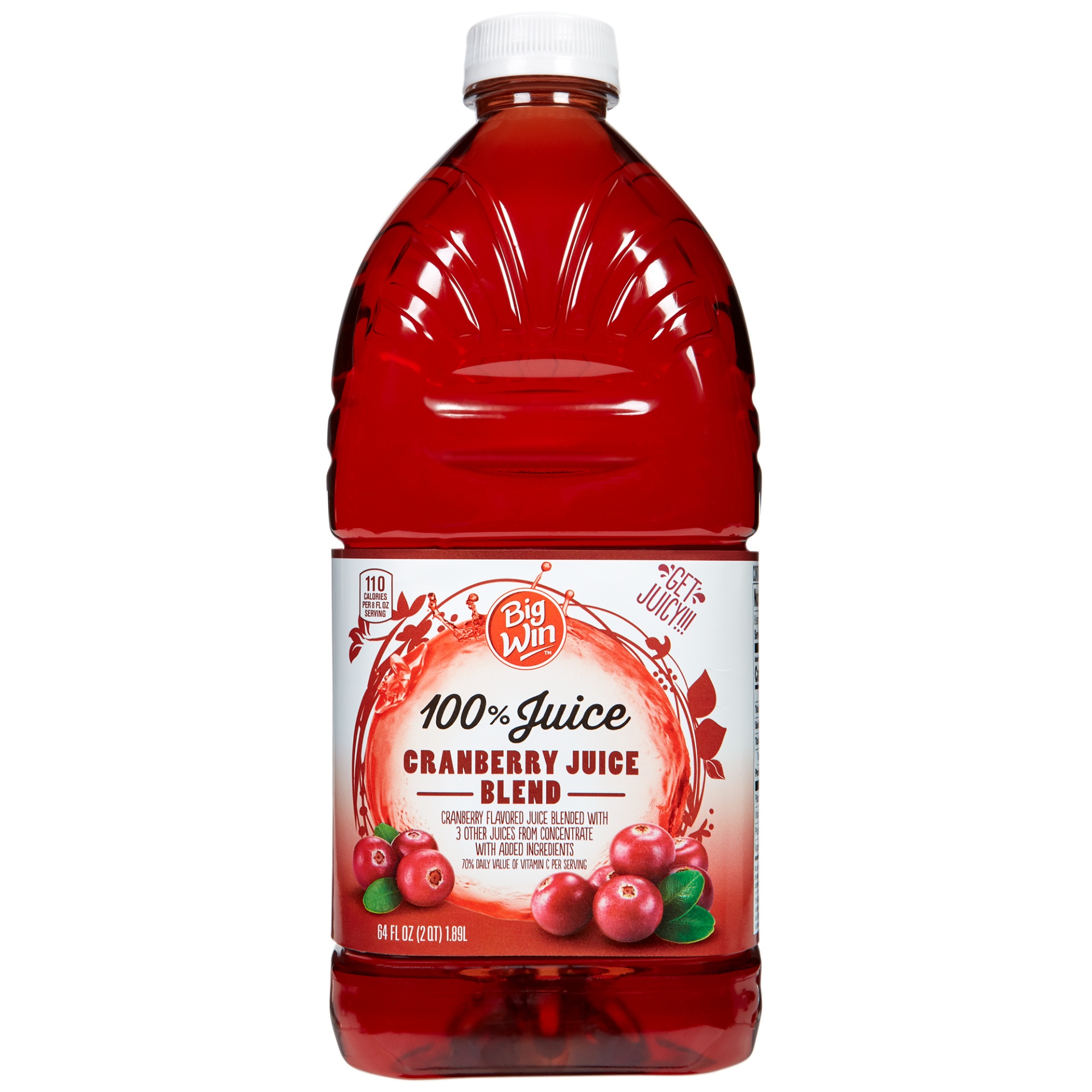 slide 1 of 3, Big Win Cranberry Juice Blend, 100% Juice, 64 fl oz