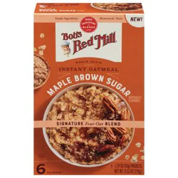 Bob's Red Mill Instant Whole Grain Maple Brown Sugar Oatmeal 6 - 1.59 oz Packets