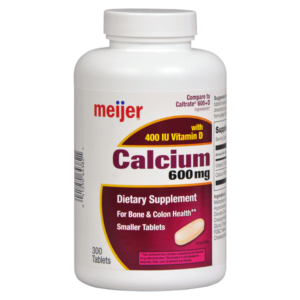 slide 1 of 3, Meijer Calcium 600mg with Vitamin D3 800IU, 300 ct