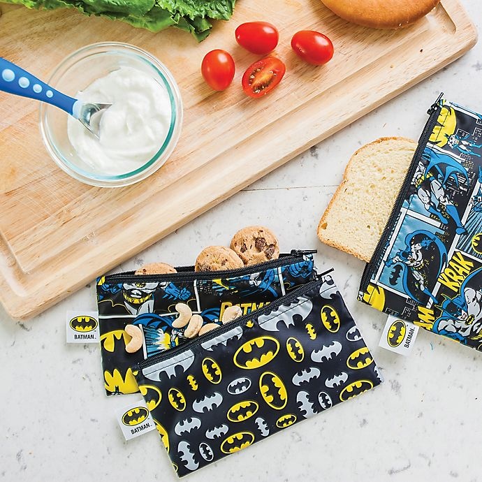 slide 3 of 3, Bumkins DC Comics Batman Reusable Snack Bags, 2 ct