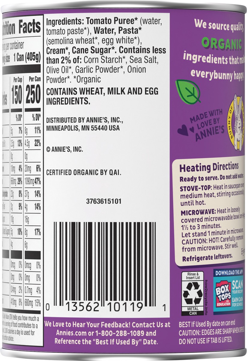 slide 8 of 13, Annie's Annie’s Creamy Tomato and Bunny Pasta Canned Soup, Ready To Serve, 14.3 oz, 14.3 oz