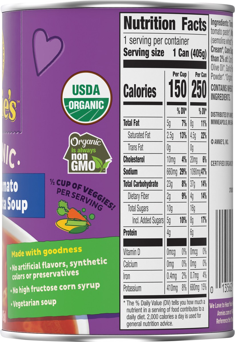 slide 9 of 13, Annie's Annie’s Creamy Tomato and Bunny Pasta Canned Soup, Ready To Serve, 14.3 oz, 14.3 oz