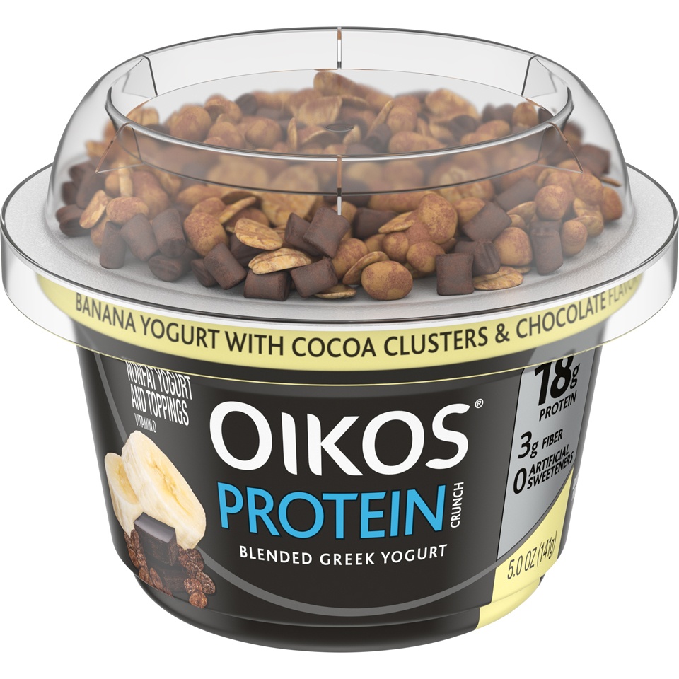 Dannon Oikos Protein Crunch Banana Yogurt With Cocoa Clusters Chocolate