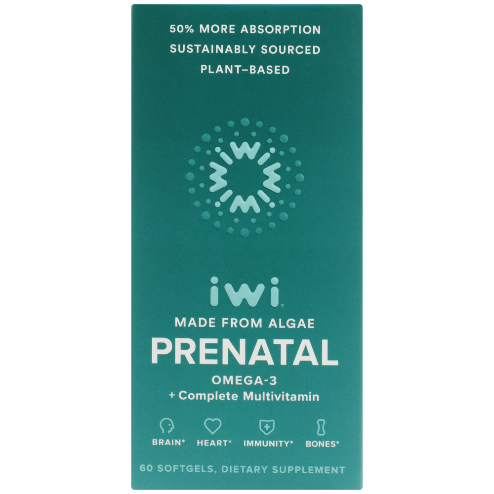 slide 6 of 6, Iwi Algae-Based Prenatal Omega-3 + Complete Multivitamin, 60 ct