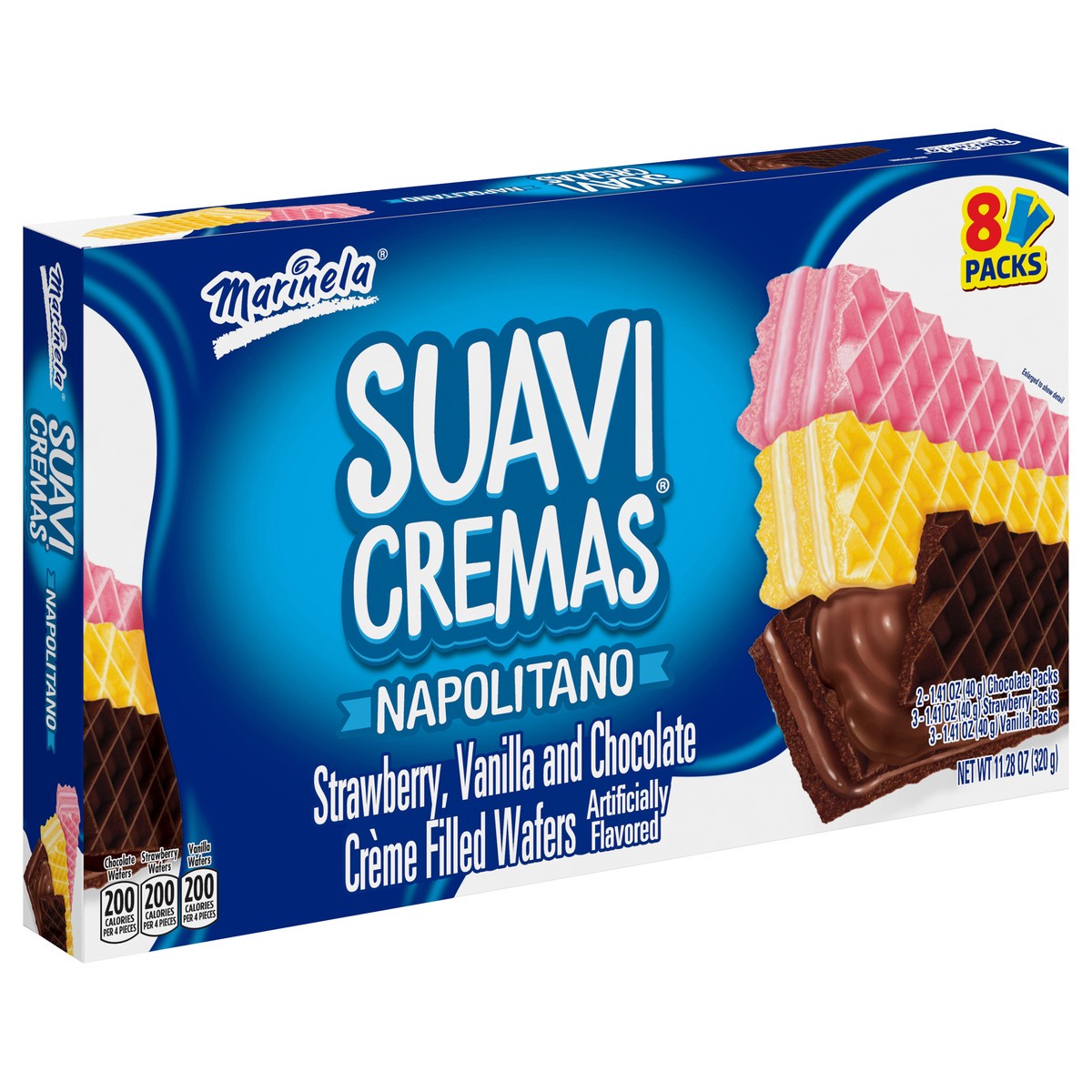 slide 4 of 9, Marinela Suavicremas Napolitano Crème Filled Wafer Cookies, 8 count, 11.28 oz, 32 ct