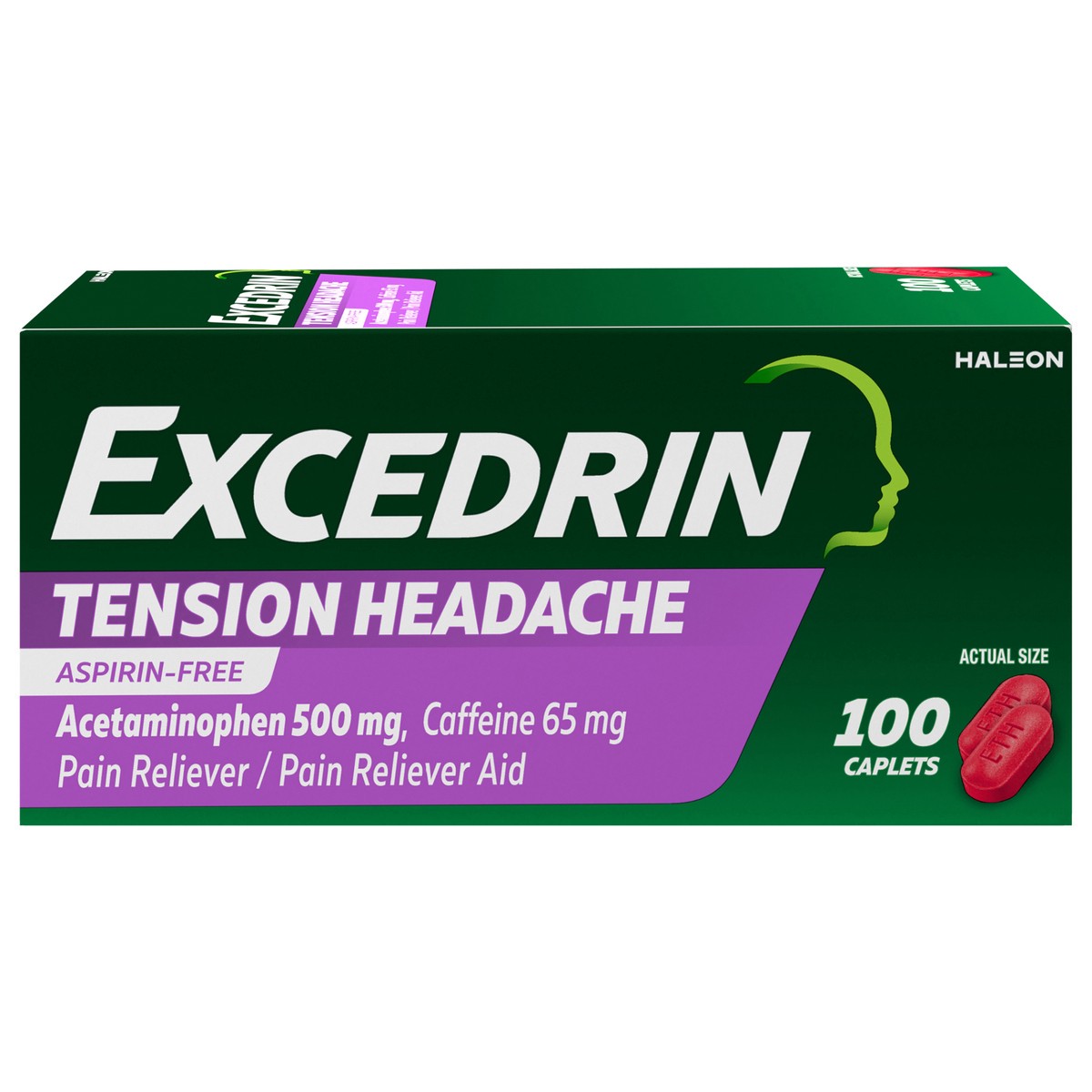 slide 1 of 2, Excedrin Tension Headache Pain Reliever Caplets - Acetaminophen, 100 ct