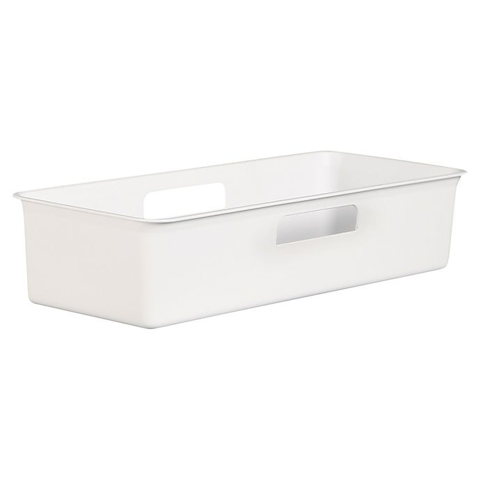 slide 1 of 4, SALT Narrow Bath Bin - White, 1 ct