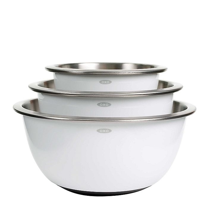 slide 1 of 5, OXO Stainless Steel Mixing Bowl Set - Silver, 3 ct