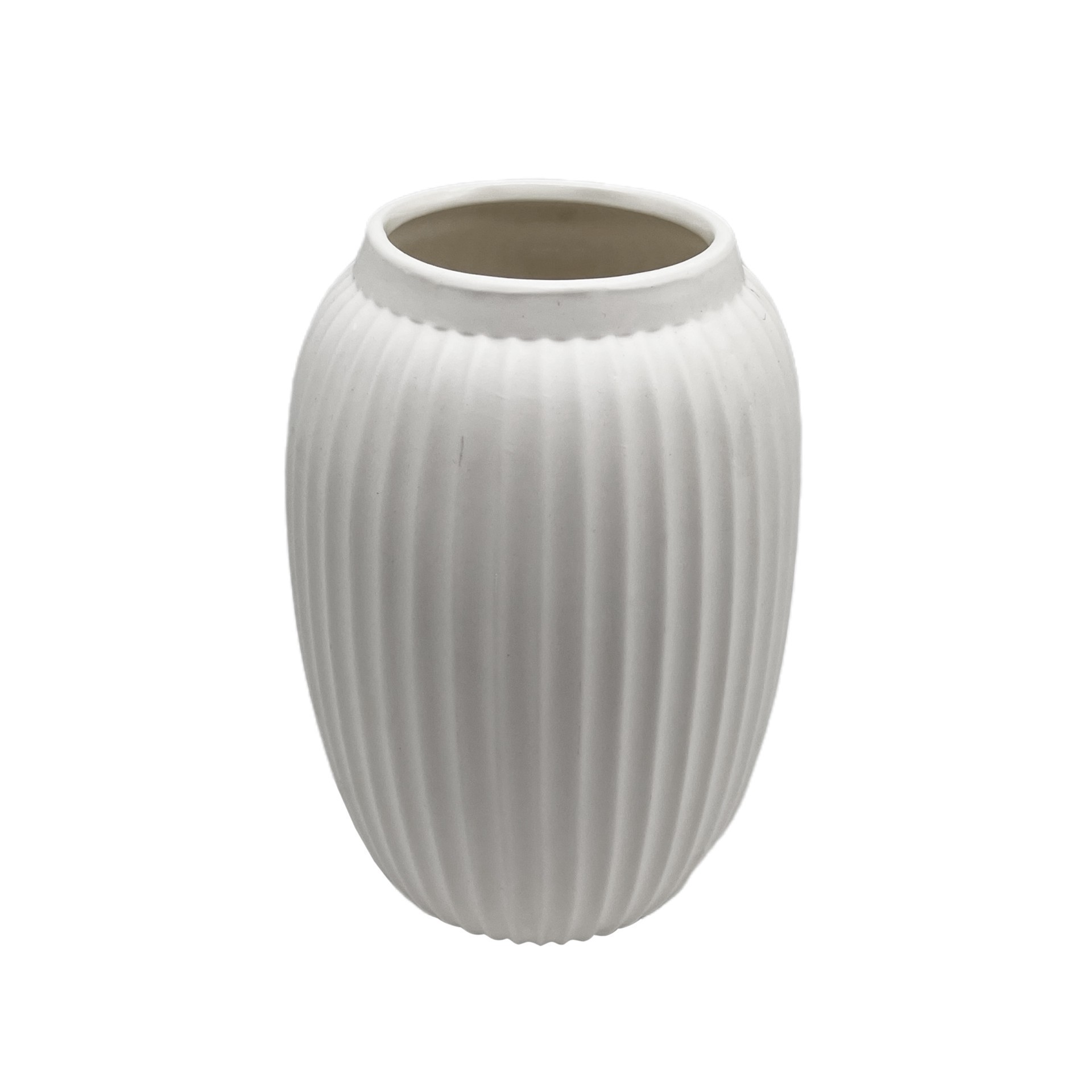 slide 3 of 3, 9" White Geometric Fluted Ceramic Vase By Ashland, 6.1 in x 6.1 in x 9.17 in