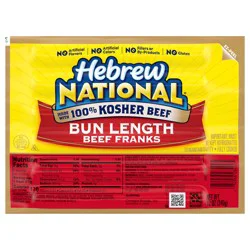 Hebrew National Bun Length Beef Franks, 12 oz., 6 Count Pack
