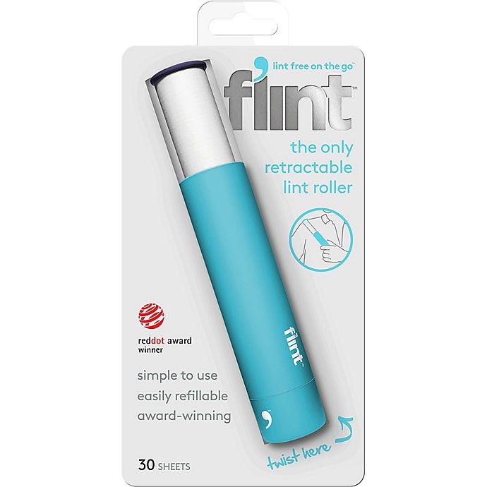 slide 2 of 2, Flint Lint Roller Device - Light Blue with Navy Blue Cap, 1 ct