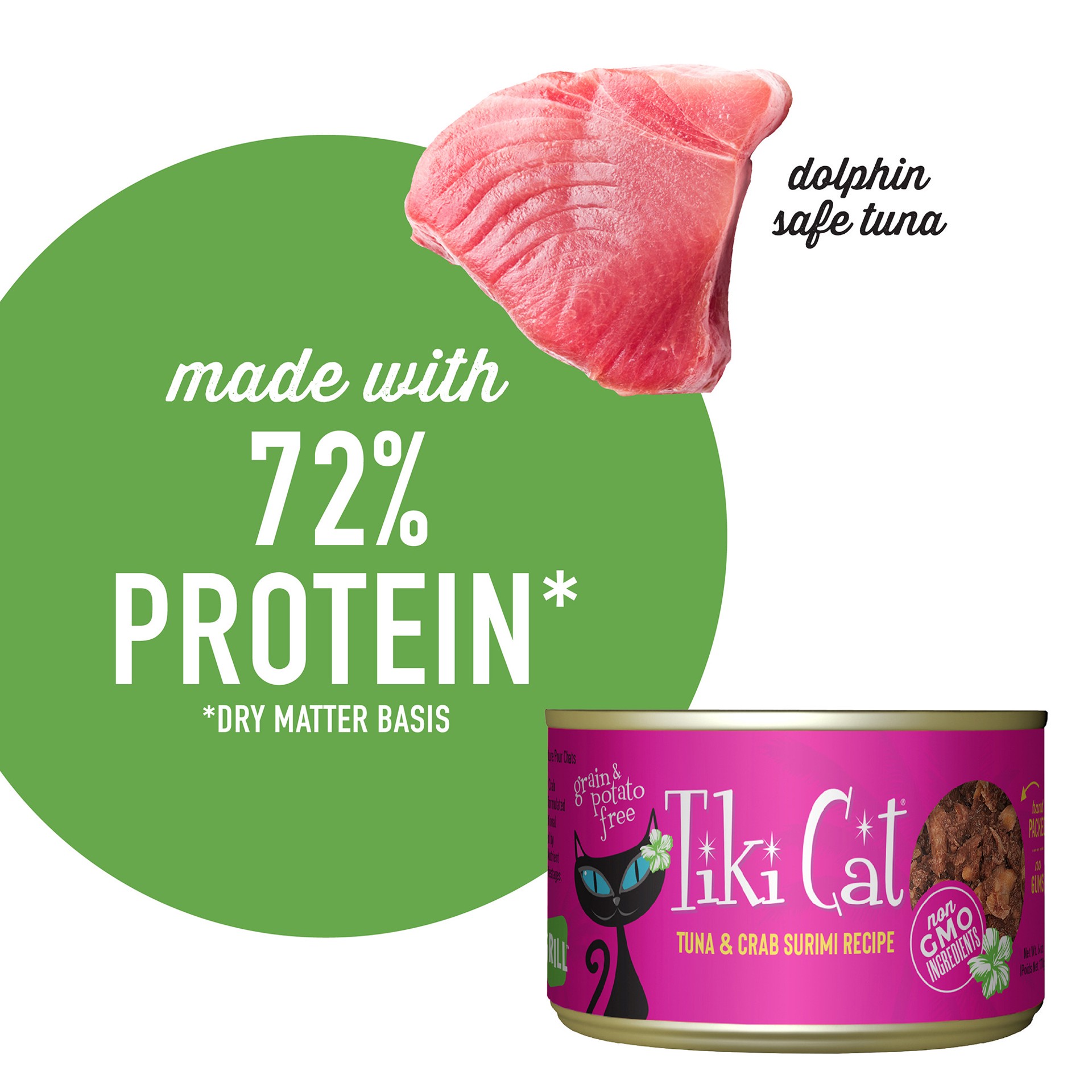 slide 4 of 8, Tiki Cat Grill Wet Cat Food, Tuna & Crab Surimi, 6 oz. Can (8 Count), 6 oz
