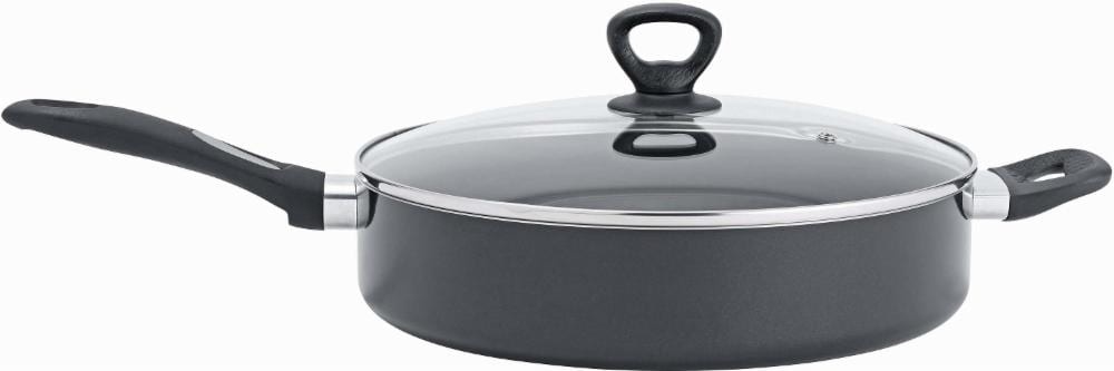 slide 1 of 1, Mirro Get A Grip Nonstick Covered Skillet Black, 12 in