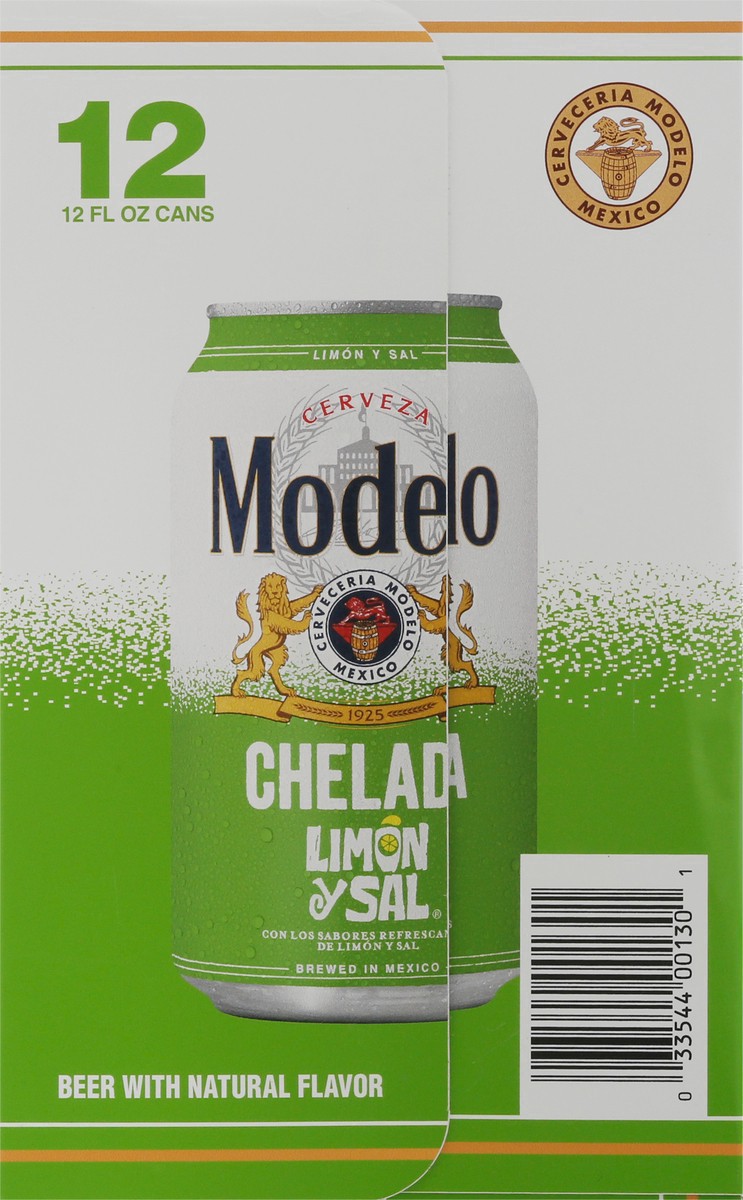 slide 3 of 12, Modelo Chelada Limón y Sal Mexican Import Flavored Beer, 12 pk 12 fl oz Cans, 3.5% ABV, 144 fl oz