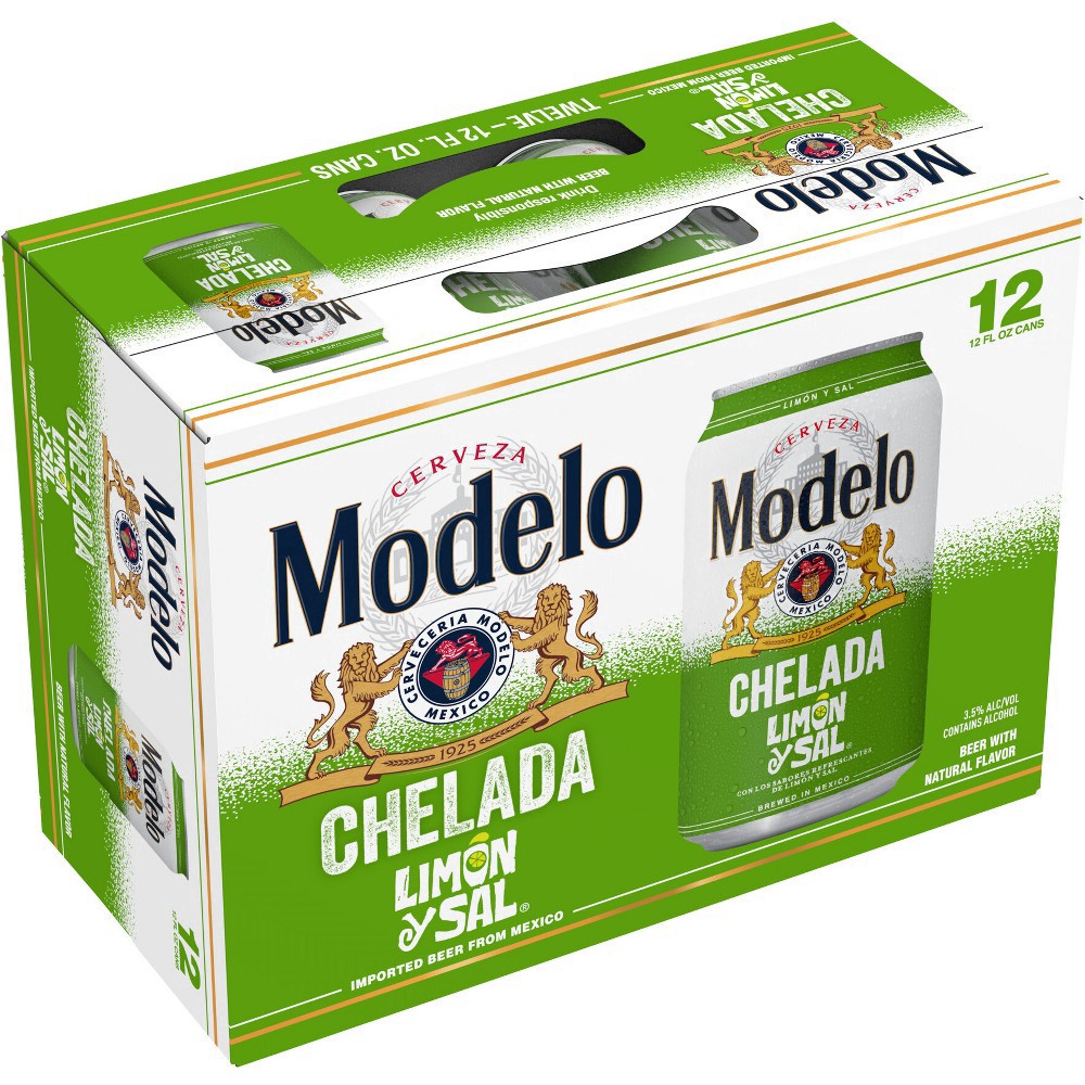 slide 9 of 12, Modelo Chelada Limón y Sal Mexican Import Flavored Beer, 12 pk 12 fl oz Cans, 3.5% ABV, 144 fl oz