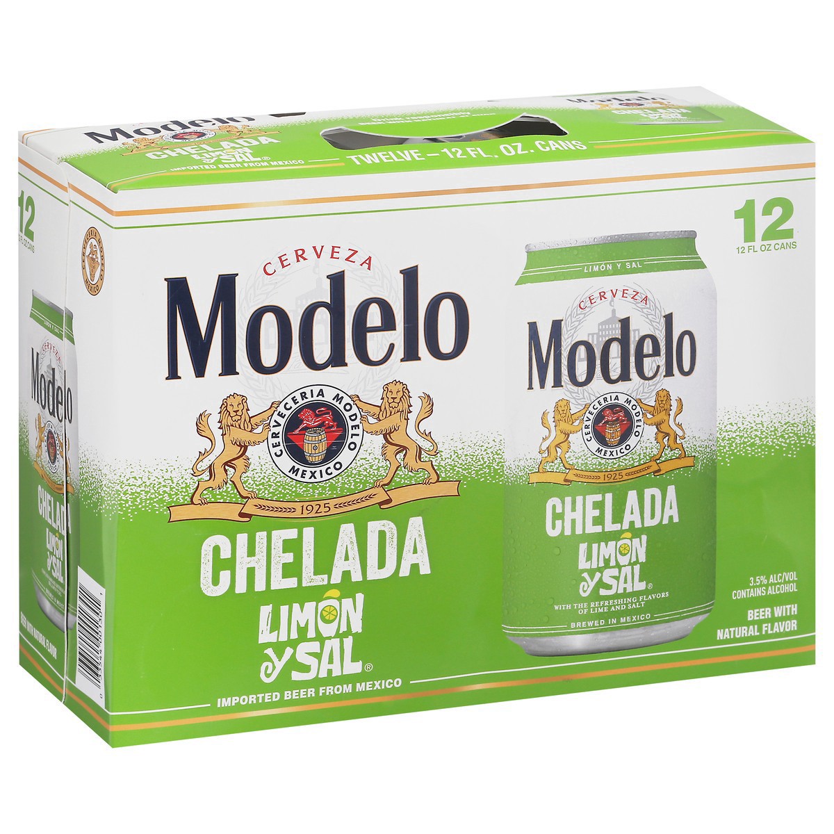 slide 8 of 12, Modelo Chelada Limón y Sal Mexican Import Flavored Beer, 12 pk 12 fl oz Cans, 3.5% ABV, 144 fl oz