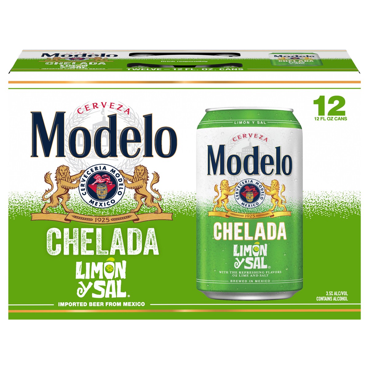 slide 1 of 12, Modelo Chelada Limón y Sal Mexican Import Flavored Beer, 12 ct; 12 fl oz