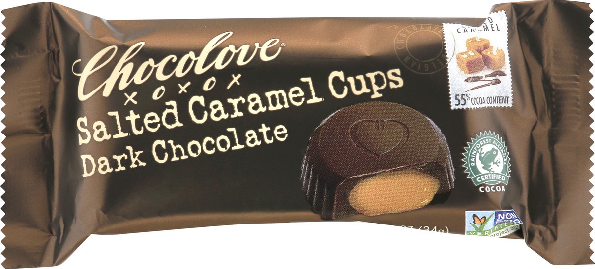 slide 3 of 13, Chocolove 55% Cocoa Salted Caramel Cups Dark Chocolate 2 ea, 2 ct