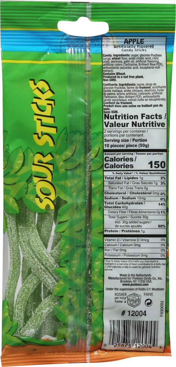 slide 3 of 13, Paskesz Apple Sour Sticks 3.5 oz, 1 ct