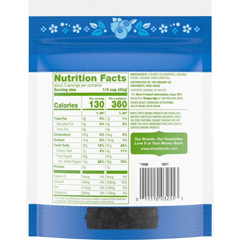 slide 3 of 4, Simple Truth Organic Sweetened Dried Blueberries Pouch, 4 oz