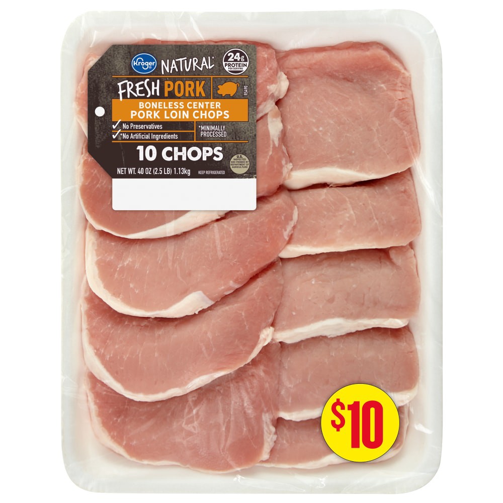 slide 1 of 2, Kroger Boneless Pork Loin Chops, 2.5 lb