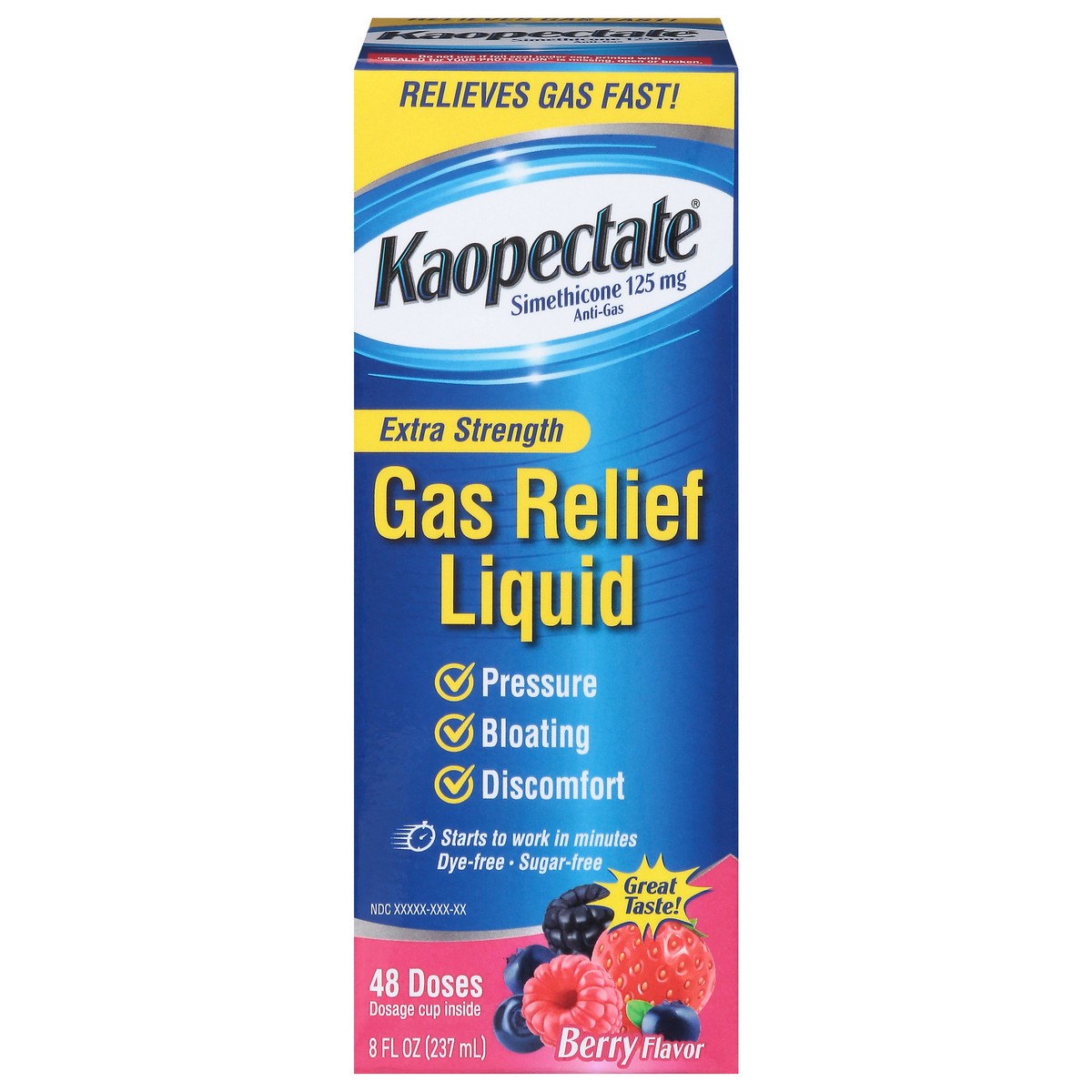 slide 1 of 15, Kaopectate 125 mg Extra Strength Berry Flavor Gas Relief Liquid 8 fl oz, 8 fl oz
