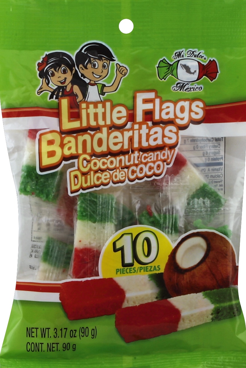slide 1 of 1, Mi Dulce México Candy, Little Flags, Coconut, 10 ct
