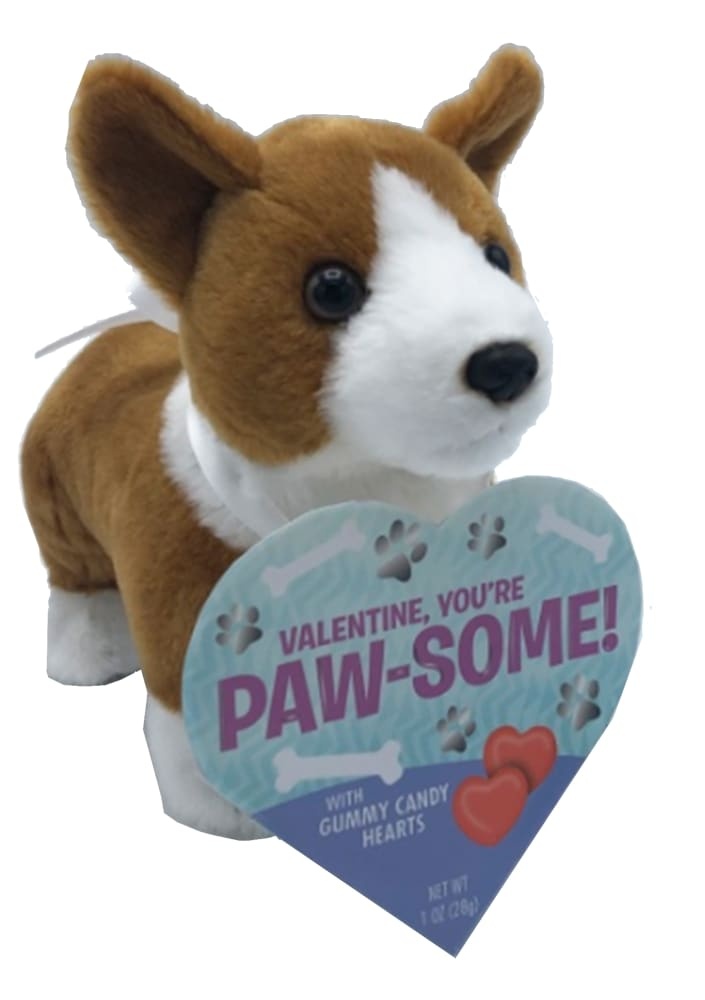 slide 1 of 1, Frankford Corgi Dog Plush W/Gummy Heart Box, 1 oz