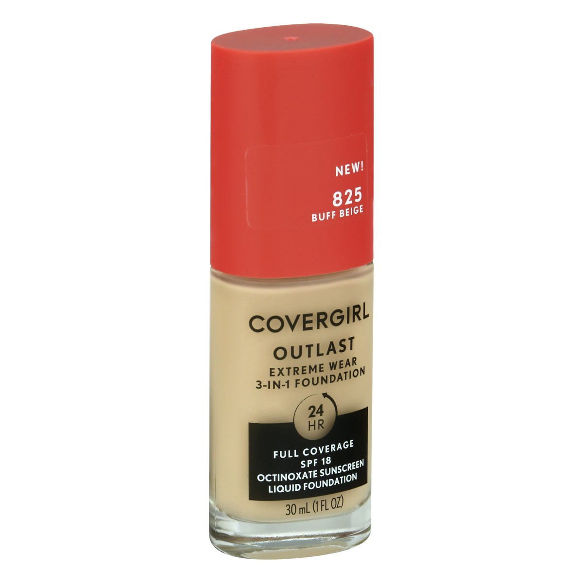 slide 9 of 12, Covergirl Outlast Extreme Wear 3-in-1 Full Coverage Liquid Foundation, SPF 18 Sunscreen, Buff Beige, 1 Fl. Oz., 30 ml