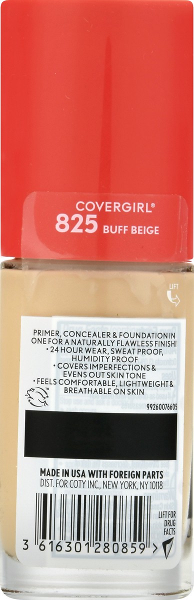 slide 12 of 12, Covergirl Outlast Extreme Wear 3-in-1 Full Coverage Liquid Foundation, SPF 18 Sunscreen, Buff Beige, 1 Fl. Oz., 30 ml