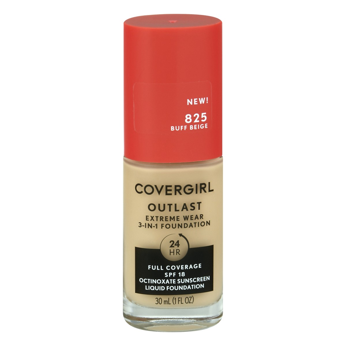 slide 7 of 12, Covergirl Outlast Extreme Wear 3-in-1 Full Coverage Liquid Foundation, SPF 18 Sunscreen, Buff Beige, 1 Fl. Oz., 30 ml