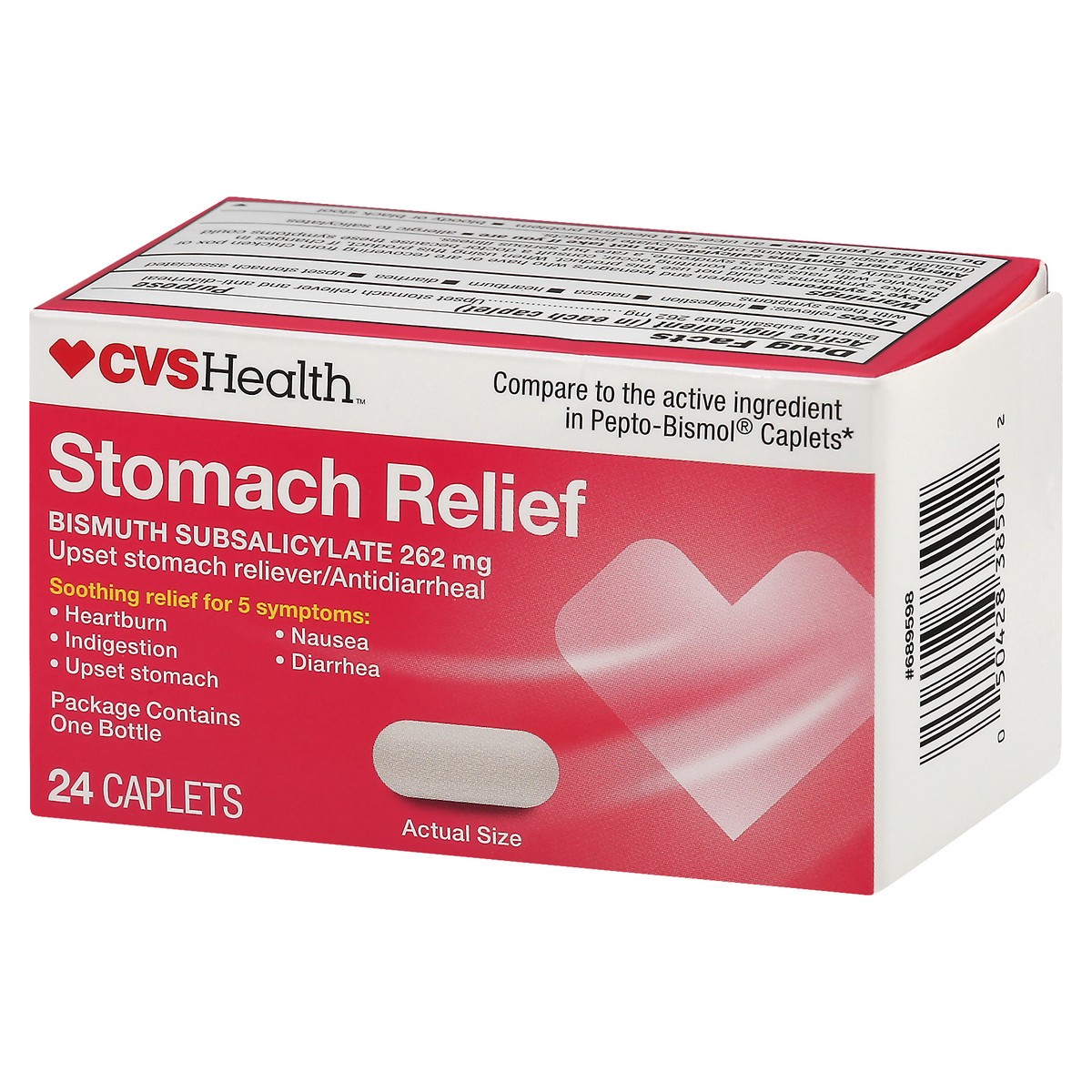 slide 2 of 10, CVS Health Stomach Relief Caplets, 24 Ct, 1 ct