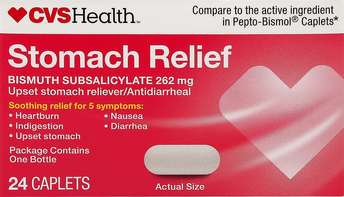 slide 1 of 10, CVS Health Stomach Relief Caplets, 24 Ct, 1 ct