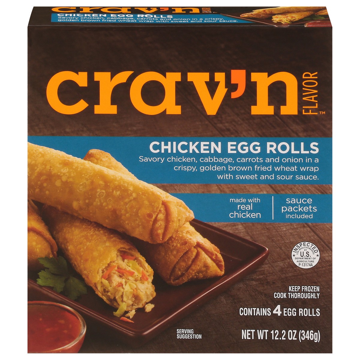 slide 1 of 10, Crav'n Flavor Chicken Egg Rolls, 12.2 oz