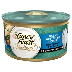Fancy Feast Purina Fancy Feast Medleys Ocean Whitefish with Carrots and Spinach in Cheesy Bechamel Sauce - 3 oz. Can