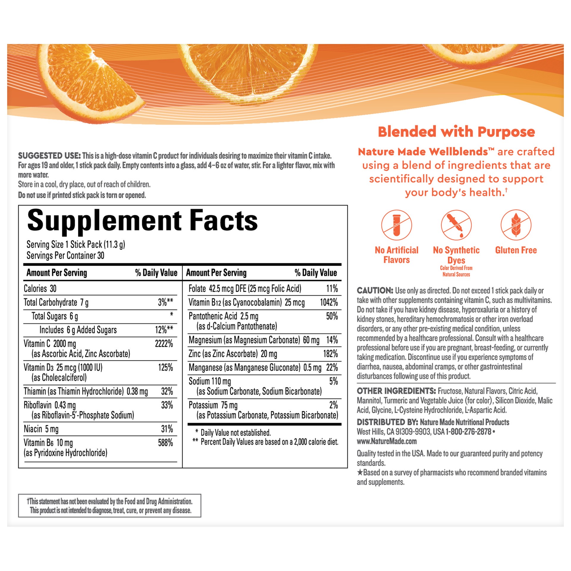 slide 6 of 6, Nature Made Wellblends ImmuneMAX Fizzy Drink Mix, Vitamin C 1500mg, Zinc 15 mg, Vitamin D3 1000 IU (25 mcg), plus B Vitamins and Electrolytes Hydration Blend, 30 Stick Packs, 90 ct; 500 mg