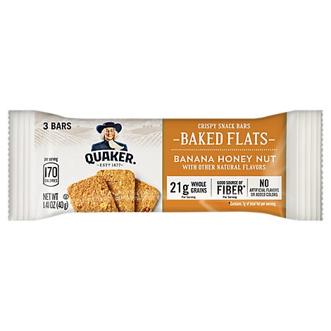 slide 1 of 1, Quaker Breakfast Flats Banana Honey Nut Breakfast Bar, 1.41 oz