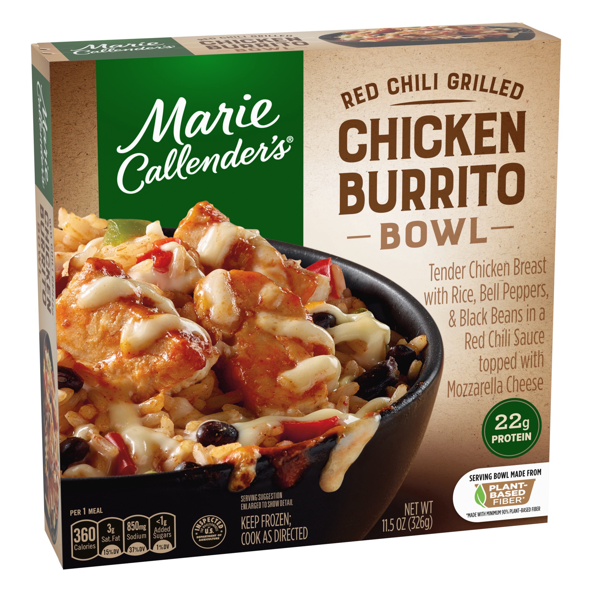slide 2 of 5, Marie Callender's Red Chili Grilled Chicken Burrito Bowl, Frozen Meal, 11.5 oz., 11.5 oz
