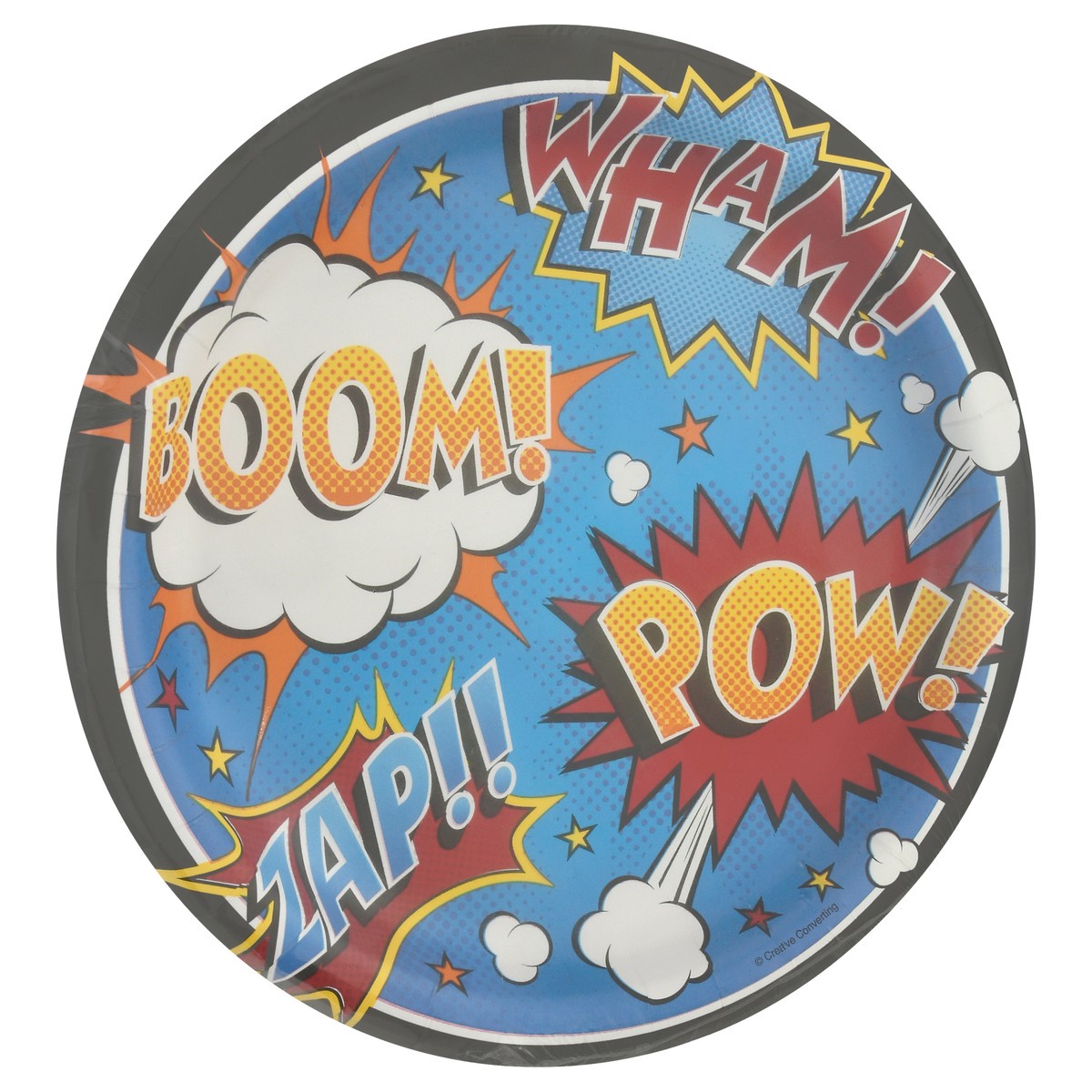 slide 4 of 12, Celebrations Creative Converting Superhero Slogn Dinner Plates, 8 ct